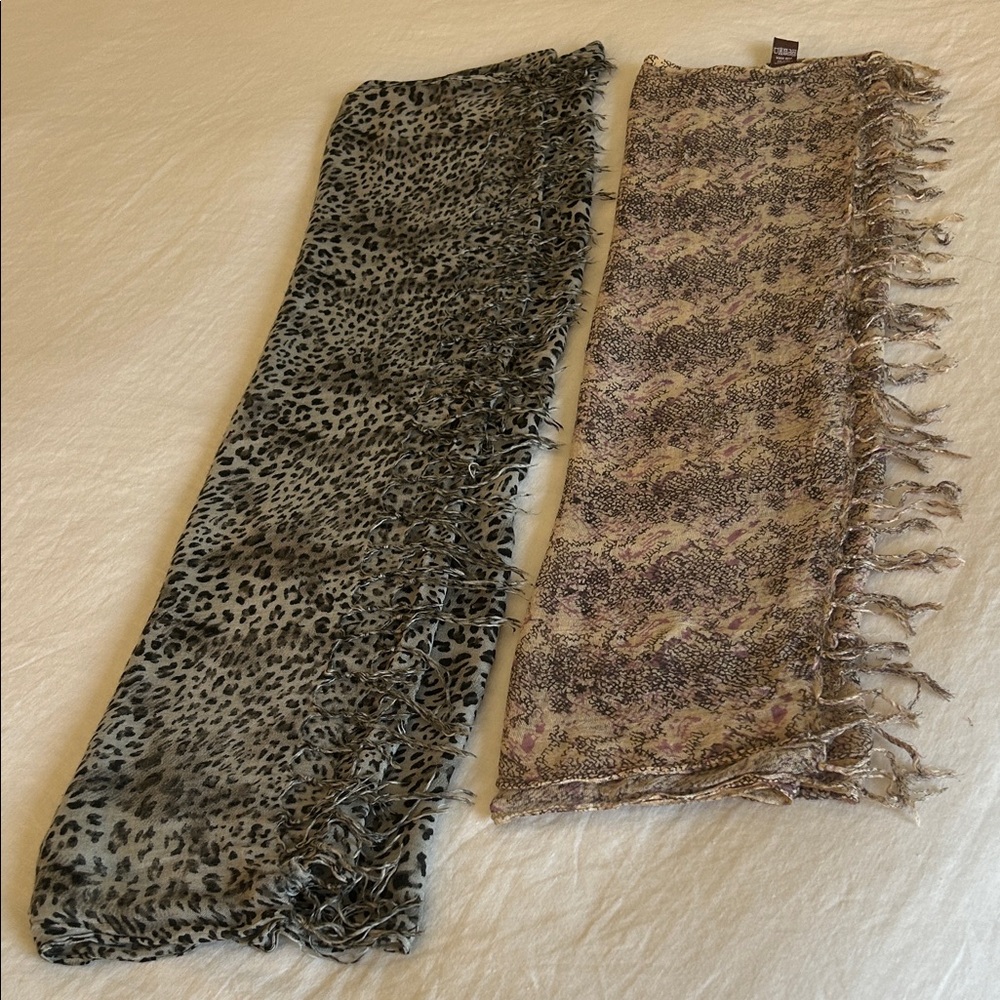 Animal Print and Patterned Scarves - Two for one.
